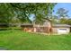 Spacious backyard featuring lawn, trees, and a brick and siding home exterior at 543 Tahoe Cir, Stone Mountain, GA 30083
