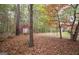Spacious backyard featuring a shed and wooded area, creating a private retreat at 95 Blue Grass Ct, Oxford, GA 30054