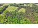 Expansive aerial view showcasing the property's lush landscape, bordered by dense trees and a green field at 614 Highway 85 Conn, Brooks, GA 30205