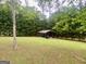 Serene backyard featuring a large shed and lush greenery, great for storage and privacy at 103 Manx Dr, Grantville, GA 30220