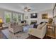 Spacious living room with a fireplace, plush seating, modern decor, and hardwood floors at 335 Discovery Lake Dr, Fayetteville, GA 30215