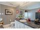 Modern bathroom with black and white striped wallpaper and marble countertop at 3644 Graycliff Rd, Snellville, GA 30039