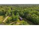 Aerial view showing a charming home nestled amidst a canopy of lush green trees at 292 S Prospect Ave, Waco, GA 30182