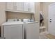Convenient laundry room with modern washer and dryer, and built-in storage solutions at 2076 Towne Mill Ave, Canton, GA 30114