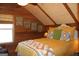 Cozy bedroom featuring wood paneled walls, quilt bedding, and a bright window at 460 Morgan Mill Rd, Brooks, GA 30205