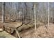 Natural area with a walking bridge crossing the small creek that runs through the wooded property at 460 Morgan Mill Rd, Brooks, GA 30205