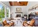 Cozy living room with hardwood floors, vaulted ceilings and a fireplace at 215 Sheridan Ln, Peachtree City, GA 30269