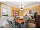 Open dining room featuring chandelier and easy access to kitchen and living room at 5 Renfroe Ct, Decatur, GA 30030