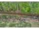 Backyard featuring a well-maintained lawn, mature trees, and a black metal fence for privacy and security at 10140 Grandview Sq, Duluth, GA 30097