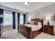 Serene bedroom featuring a queen size bed, an ensuite, carpet flooring, and natural lighting through window at 10140 Grandview Sq, Duluth, GA 30097