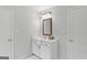 Bathroom with a vanity, mirror, and good lighting at 152 Creekrise Pl, Palmetto, GA 30268