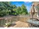 Back deck featuring an outdoor table and a view of the fenced-in backyard at 127 Muirwood Dr, Temple, GA 30179