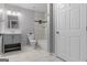 Stylish bathroom featuring a shower-tub combo and gray vanity sink at 881 Whittington Sw Pkwy, Marietta, GA 30060
