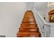 Classic wooden staircase with white railing leading to the upper level of the home at 29 Indian Creek Rd, Locust Grove, GA 30248