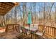 Inviting deck with a dining table, chairs, and a peaceful view of the surrounding trees at 1917 Lake Ridge Ct, Jonesboro, GA 30236