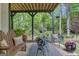 Cozy back porch, furnished with comfortable seating and stylish decor, ideal for relaxation and outdoor enjoyment at 120 Masters N Dr, Peachtree City, GA 30269