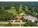 Bird's eye view of the golf course with well-manicured greens and a community clubhouse at 127 Darwish Dr, Mcdonough, GA 30252