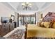 Luxurious main bedroom boasts a tray ceiling, sitting area, and custom window treatments at 248 Montrose Dr, Mcdonough, GA 30253