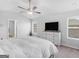 Bright bedroom with ceiling fan, large windows, and television on the dresser at 445 Sawmill Trce, Hampton, GA 30228