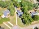 Aerial view of the property showcasing the home, pool, landscaping, and surrounding neighborhood at 1302 Eddie Craig Ct, Mcdonough, GA 30252