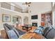 Spacious living room with fireplace, hardwood floors, and staircase at 204 Carmell Ct, Mcdonough, GA 30252