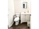 Small bathroom with modern features and white cabinets and vinyl flooring at 1448 Pine Log Ne Rd # C, Conyers, GA 30012