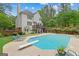 Expansive backyard with in-ground pool and views of the home's exterior at 495 Stonehaven Dr, Fayetteville, GA 30215