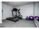 A compact workout room featuring a treadmill, elliptical, and exercise balls for a convenient home fitness routine at 1745 Stripling Chapel Rd, Carrollton, GA 30116