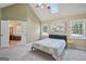 Bright bedroom with a skylight, vaulted ceiling, and an ensuite bathroom for added convenience at 612 Longer Dr, Peachtree City, GA 30269