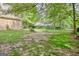 Spacious backyard with mature trees and grassy lawn at 131 Sweetgum Rd, Peachtree City, GA 30269