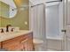 Bathroom features modern fixtures, subway tile shower, and neutral color scheme at 131 Sweetgum Rd, Peachtree City, GA 30269