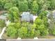 Drone shot showcases a luxurious home with a pool, set amongst lush greenery in a wooded area at 602 Embassy Ct, Peachtree City, GA 30269