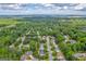 A beautiful aerial view of a neighborhood full of trees in Sugar Hill, Georgia on a partly cloudy day at 4985 Rolling Rock Dr., Sugar Hill, GA 30518