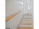 Staircase featuring wooden handrail, bright white walls, and steps ready for finishing at 4751 H D Atha Rd, Covington, GA 30014