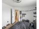 A simple bedroom featuring neutral-toned walls, closet and carpet flooring at 140 Joshua St, Palmetto, GA 30268