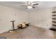 This bedroom is empty and features neutral carpeting, white trim and an unusual sound system at 140 Joshua St, Palmetto, GA 30268