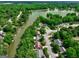 An aerial view of a neighborhood on a lake with lush trees and houses at 254 Roberts Trl, Locust Grove, GA 30248
