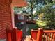 View of the backyard from the porch with red railings at 363 Seminole Drs, Marietta, GA 30060