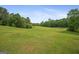 A sprawling green field surrounded by mature trees, providing a serene natural setting at 9511 High Point Rd, Villa Rica, GA 30180