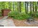 Exterior view of a wooden shed surrounded by a lush wooded area at 6537 Walker Rd, Riverdale, GA 30296