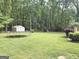 Spacious backyard featuring a trampoline, shed, play set and lush lawn at 60 Carriage Gate Dr, Sharpsburg, GA 30277