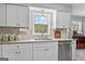 Kitchen sink area featuring granite counters, white cabinetry and stainless steel appliances at 317 Calgary Dr, Peachtree City, GA 30269