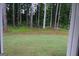 View of the backyard featuring lush trees and a freshly mowed lawn at 320 Sharon Dr # A & B, Fayetteville, GA 30214