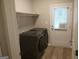 Laundry room featuring modern washer and dryer units and convenient shelving at 320 Sharon Dr # A & B, Fayetteville, GA 30214