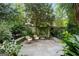 Secluded patio with decorative water feature surrounded by lush greenery and garden wall at 171 Westminster Ne Dr, Atlanta, GA 30309