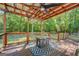 Stylish back deck with seating area, a decorative rug, and an outdoor fire pit at 857 Cooper Rd, Social Circle, GA 30025