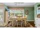 Cozy dining area featuring a wooden table with seating for four and a light fixture at 243 Kensington Trce, Stockbridge, GA 30281