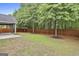 Fenced backyard with a nice lawn and treeline at 70 Pacific Ave, Sharpsburg, GA 30277