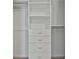 This closet contains built-in shelving and drawers at 70 Pacific Ave, Sharpsburg, GA 30277