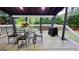Outdoor patio setup with a table and chairs overlooking the backyard and trees at 303 Sedgewick Trl, Lawrenceville, GA 30044